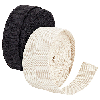 Elite 2Pcs 2 Colors 10 Yards Flat Cotton Ribbon, for Garment Accessories, Mixed Color, 1.5inch（38mm）, about 10 yards/pc, 1pc/color