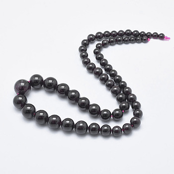 Natural Garnet Graduated Beaded Necklaces, Round, 16.5 inch(42cm)
