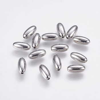 CCB Plastic Beads, Rice, Platinum, 12x6mm, Hole: 1mm