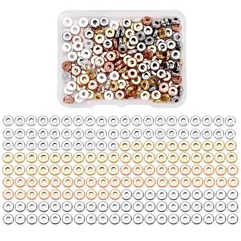 Flat Round Brass Spacer Beads, Barrel Plating, Mixed Color, 6x2mm, Hole: 2mm, 200pcs/box