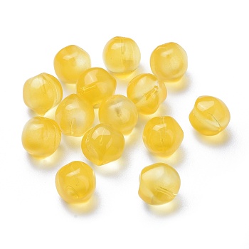 Transparent Glass Beads, Half Drilled, Dyed & Heated, Peach, Yellow, 11.5x11.5x11mm, Hole: 1mm