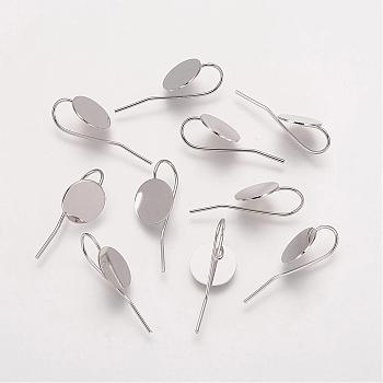 Brass Earring Hooks, Ear Wire, Platinum, Tray: 10mm, 24x10x0.5mm, 21 Gauge, Pin: 0.7mm