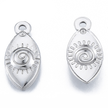 201 Stainless Steel Pendants, Horse Eye, Stainless Steel Color, 21x10x2.5mm, Hole: 1.6mm