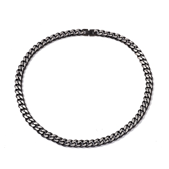 Ion Plating(IP) 304 Stainless Steel Curb Chains Necklace for Men Women, Gunmetal, 22.32 inch(56.7cm)
