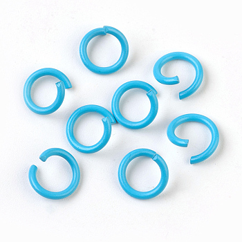 Iron Jump Rings, Open Jump Rings, Sky Blue, 17 Gauge, 8~8.5x1.2mm, Inner Diameter: 5~6mm