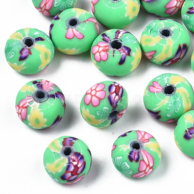 Medium Spring Green Rondelle Polymer Clay Beads