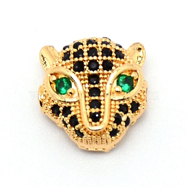 Black Leopard Brass+Cubic Zirconia Beads