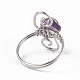 Natural Amethyst Chips with Vortex Finger Ring(RJEW-L082-02P-04)-4