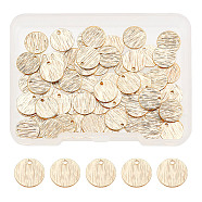 60Pcs Brass Charms, Long-Lasting Plated, Brushed, Flat Round, Real 18K Gold Plated, 9x0.4mm, Hole: 1mm(KK-AR0003-47)