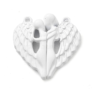 Spray Painted Alloy Magnetic Clasps, Heart Wing, White, 29x29.5x6.5mm, Hole: 1.8mm(PALLOY-Q461-01)