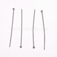 304 Stainless Steel Flat Head Pins, Stainless Steel Color, 36x0.7mm, Head: 1.7mm(STAS-F117-58P-1.7x36)