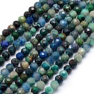 Natural Chrysocolla Beads Strands, Faceted, Round, 3.5~4mm, Hole: 1mm, about 108pcs/strand, 15.35 inch(39cm)(G-E411-24-4mm)