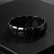 Non-Magnetic Synthetic Hematite Beaded Stretch Bracelets for Men, Rectangle, 5/8x2-1/2 inch(1.45x6.5cm), Inner Diameter: 2-1/8 inch(5.5cm)(FIND-PW0021-10A)