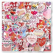50Pcs Valentine's Day Theme PVC Cartoon Stickers, Self-adhesive Waterproof Decals, for Suitcase, Skateboard, Refrigerator, Helmet, Mobile Phone Shell, Mixed Color, 50~80mm(PW-WG84874-01)