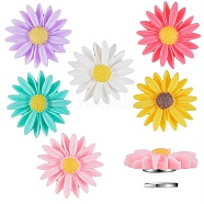 6Pcs 6 Colors Flower Plastic Diamond Painting Magnet Cover Holder, Platinum, Mixed Color, 26x10mm, 1pc/color(AJEW-SZ0001-98)