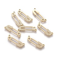 316 Surgical Stainless Steel Micro Pave Cubic Zirconia Pendants, Safety Pin Shapes, Golden, 18x5.5x1.3mm, Hole: 1mm(X-STAS-I164-026G)