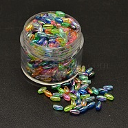 AB Color Plated Rice Electroplated Eco-Friendly Transparent Acrylic Beads, Mixed Color, 6x3mm, Hole: 1mm, about 17700pcs/500g(PACR-I002-M)