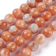 Natural Orange Calcite Beads Strands, Round, 10mm, Hole: 1mm, about 38~40pcs/strand, 15.3 inches~15.75 inches(39~40cm)(G-I247-10C)