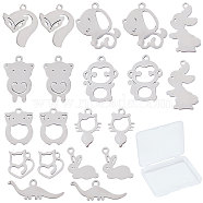 SUNNYCLUE 20Pcs 10 Styles 201 Stainless Steel Charms, Laser Cut, Animal Shapes, Stainless Steel Color, 2pcs/style(STAS-SC0002-81)