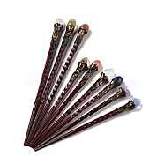 Swartizia Spp Wood Hair Sticks, with Natural Mixed Gemstone, Dark Red, 173~239x15~19x10~15mm(OHAR-C009-01)