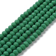 Glass Beads Strands, Faceted, Frosted, Rondelle, Medium Sea Green, 6x4.5mm, Hole: 1mm, about 86pcs/strand, 16.14''(41cm)(EGLA-A034-P6mm-MD23)