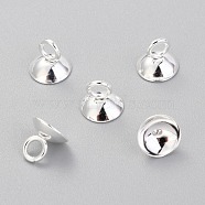 201 Stainless Steel Bead Cap Pendant Bails, for Globe Glass Bubble Cover Pendants, Silver, 7x8mm, Hole: 3mm(STAS-G224-24S-02)