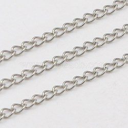 304 Stainless Steel Twisted Chains Curb Chains, Soldered, Stainless Steel Color, 2.5x1mm(CHS-K001-24-2.5mm)