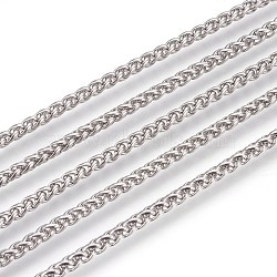 3.28 Feet 304 Stainless Steel Wheat Chains, Foxtail Chain, Unwelded, Stainless Steel Color, 3mm(X-CHS-L017-21A)