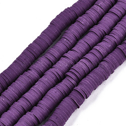 Handmade Polymer Clay Beads Strands, for DIY Jewelry Crafts Supplies, Heishi Beads, Disc/Flat Round, Purple, 6x0.5~1mm, Hole: 1.8mm, about 290~320pcs/strand, 15.75 inch~16.14 inch(40~41cm)(CLAY-R089-6mm-046)