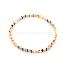 Bohemian Style Rainbow Tila Glass Bead Woven Stripe Bracelet for Women(HA7493-5)