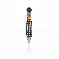 Plastic Diamond Painting Point Drill Pen, with Clip, Diamond Painting Tools, Polka Dot Pattern, Black, 100x20mm(DIAM-PW0001-012C)