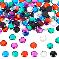 120Pcs 6 Colors Sew on Rhinestone, Taiwan Acrylic Rhinestone, Two Holes, Garments Accessories, Faceted, Half Round/Dome, Mixed Color, 12x4mm, Hole: 1mm, 20pcs/color(ACRT-OC0001-01)