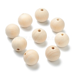 Natural Unfinished Wood Beads, Round Wooden Loose Beads, Wheat, 29.5x27.5mm, Hole: 6mm(WOOD-XCP0001-19I)