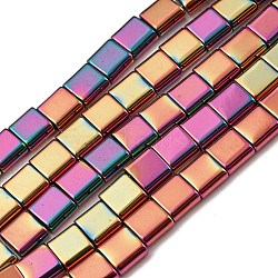 Electroplated Non-magnetic Synthetic Hematite Beads Strands, Square, 2-Hole, Medium Violet Red, 6x6x3mm, Hole: 1.2mm, about 69pcs/strand, 15.55 inch(39.5cm)(G-C106-A02-09)
