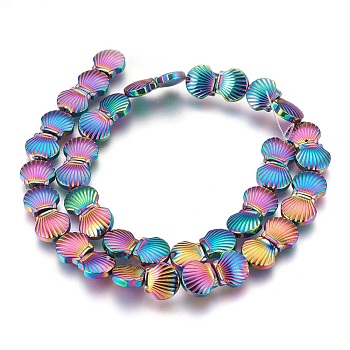 Electroplated Non-magnetic Synthetic Hematite Beads Strands, Polish, Shell, Multi-color Plated, 10.5x10x4mm, Hole: 1mm, about 40pcs/strand, 15.55 inch(39.5cm)