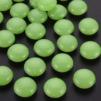 Imitation Jelly Acrylic Beads, Flat Round, Light Green, 17x9.5mm, Hole: 2mm, about 316pcs/500g