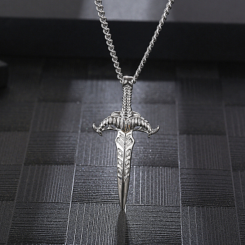 Luxury Stainless Steel Sword Pendant Necklace for Daily Wear, Unisex.