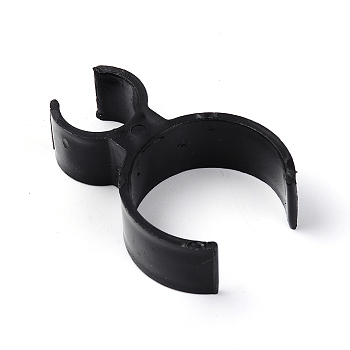 Plastic Champagne Bottle Single Holder, Safety Clips for Candle, Black, 4.6x3.1x1.3cm, Hole: 14mm