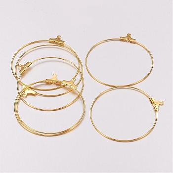 Brass Pendants, Hoop Earring Findings, Cadmium Free & Nickel Free & Lead Free, Golden, 40mm, Hole: 1mm