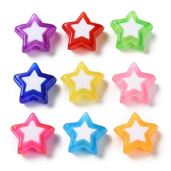 Star Acrylic Beads, Bead in Bead, Mixed Color, 8.5x9x4mm, Hole: 1.8mm, about 2941pcs/500g