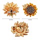 2Pcs 2 Style Sunflower and Bee Clear Cubic Zirconia Badges Pins with Enamel(JX167A)-3