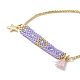 Handmade Japanese Seed Rectangle & Star & Tassel Charms Slider Bracelet(BJEW-MZ00013-03)-2