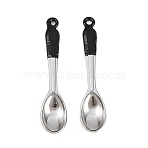Alloy Enamel Big Pendants, Platinum, Spoon, 53x14x4mm, Hole: 1.6mm(ENAM-B063-01P-01)