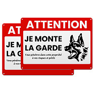 Aluminum Warning Sign, Rectangle with Word, Dog Pattern, 25x18x0.08cm(DIY-WH0220-007)