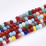 Glass Beads Strands, Faceted, Rondelle, Mixed Color, 3x2mm, Hole: 1mm, about 195~198pcs/strand, 16.1 inch(EGLA-T013-03A)