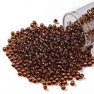 TOHO Round Seed Beads, Japanese Seed Beads, (2154S) Silver Lined Orange Amber, 8/0, 3mm, Hole: 1mm, about 222pcs/10g(X-SEED-TR08-2154S)