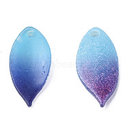 Plastic Pendants, Leaf, Light Sky Blue, 18x8x1.5mm, Hole: 1mm(KY-N015-156)
