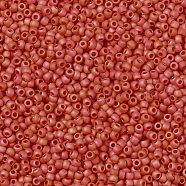 TOHO Round Seed Beads, Japanese Seed Beads, (410F) Orange Opaque Rainbow Matte, 11/0, 2.2mm, Hole: 0.8mm, about 1110pcs/10g(X-SEED-TR11-0410F)