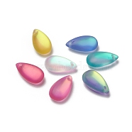 Glass Pendants, Frosted, Teardrop, Mixed Color, 15.5x8.8x5.5mm, Hole: 1mm(X-RGLA-L024-C-LM)