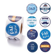 Father's Day Theme Paper Stickers, Self Adhesive Roll Sticker Labels, for Envelopes, Bubble Mailers and Bags, Flat Round with Word, Colorful, 4.1x6.6x0.01cm(DIY-K038-03)